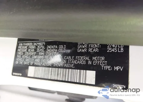 2010 Volvo Xc60 3.2 из США, поврежденный, VIN YV4960DL3A2119271